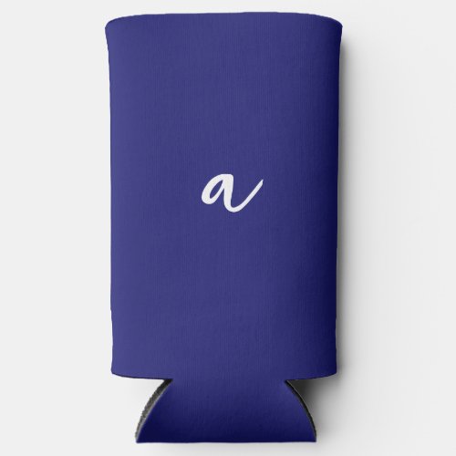 Midnight Blue Color Minimalist Plain Monogram Seltzer Can Cooler