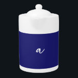 Midnight Blue Color Minimalist Plain Monogram Teapot<br><div class="desc">Represent yourself with this modern,  elegant design. This template can be customized to meet all professional occupations.</div>