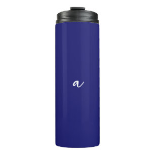 Midnight Blue Color Minimalist Plain Monogram Thermal Tumbler
