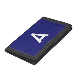 Midnight Blue Color Minimalist Plain Monogram Tri-fold Wallet