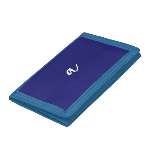 Midnight Blue Color Minimalist Plain Monogram Trifold Wallet