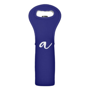Midnight Blue Color Minimalist Plain Monogram Wine Bag