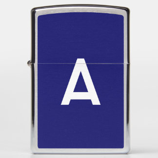 Midnight Blue Color Minimalist Plain Monogram Zippo Lighter
