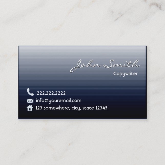 Midnight Blue Copywriter Business Card (Front)