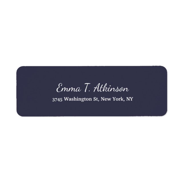 Midnight Blue Creative Handwriting Script Plain Label (Front)