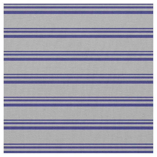 Midnight Blue & Dark Gray Lines Pattern Fabric (Close Up)