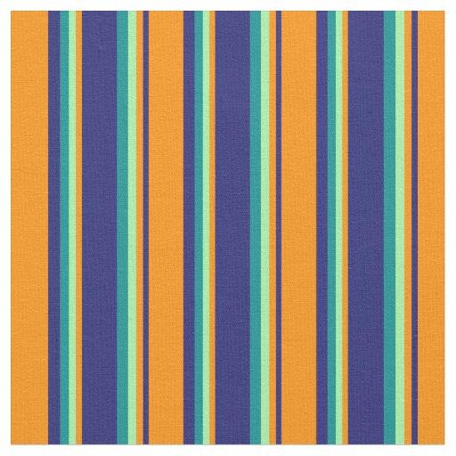 Midnight Blue, Dark Orange, Green, and Dark Cyan Fabric