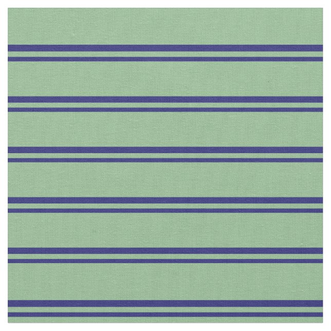 Midnight Blue & Dark Sea Green Pattern of Stripes Fabric (Close Up)