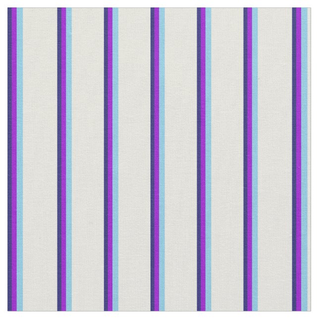 Midnight Blue, Dark Violet, Sky Blue & Beige Fabric (Close Up)