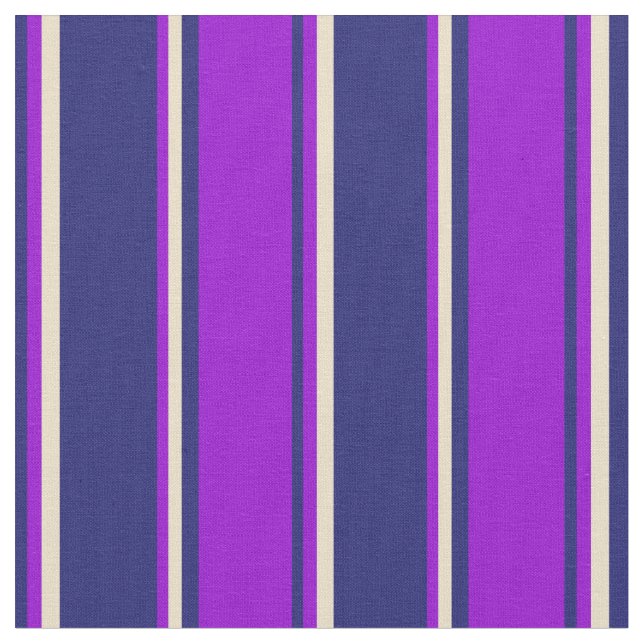 Midnight Blue, Dark Violet & Tan Pattern Fabric (Close Up)