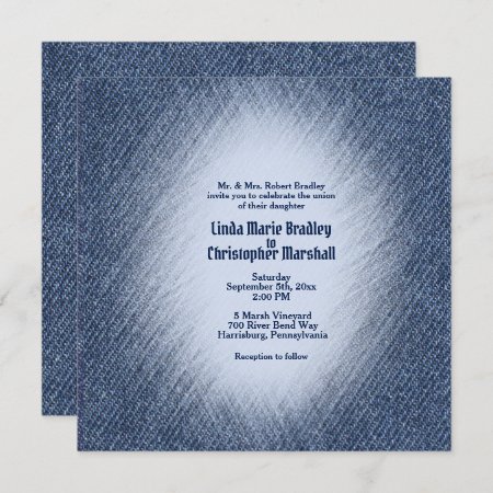 Midnight Blue Denim Wedding Invitation