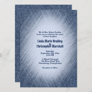 Midnight Blue Denim Wedding Invitation