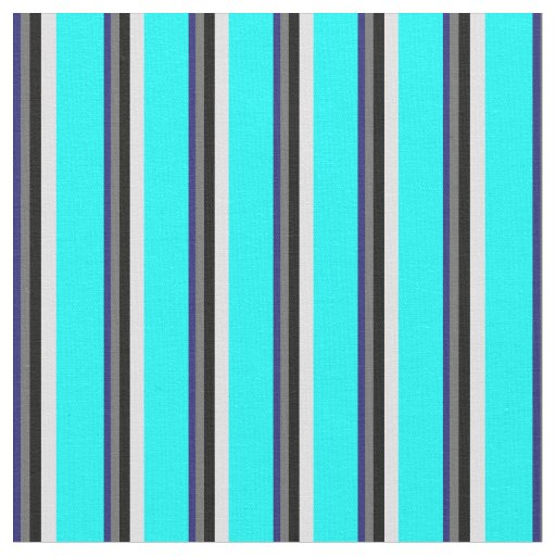 Midnight Blue, Dim Grey, Black, Lavender & Cyan Fabric