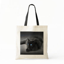 Midnight Blue Eyes - Black Cat Budget Tote Bag