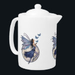 Midnight Blue Fairy Teapot<br><div class="desc">"Midnight Blue" © Molly Harrison Fantasy Art www.mollyharrisonart.com. Please see my matching mugs and cups!</div>