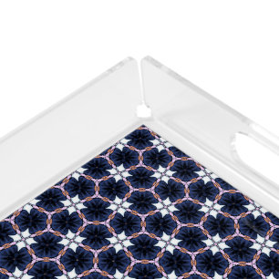 Midnight Blue Floral Acrylic Tray