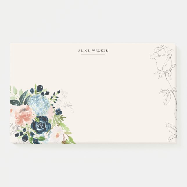 Midnight Blue Floral Blush Note (Front)