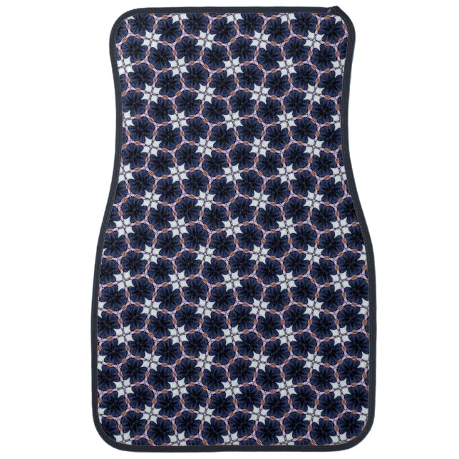 Midnight Blue Floral Car Floor Mat (Front)