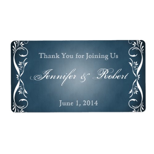 Midnight Blue Floral Posh Water Bottle Label