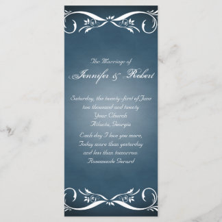 Midnight Blue Floral Posh Wedding Program