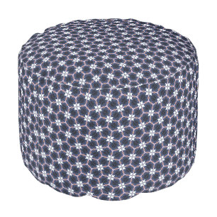 Midnight Blue Floral Pouf