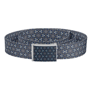 Midnight Blue Flowers Pattern Belt