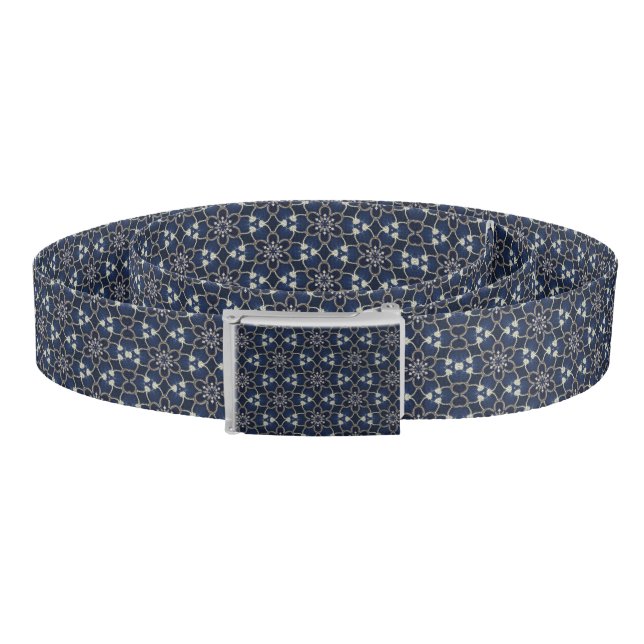 Midnight Blue Flowers Pattern Belt (Coil)