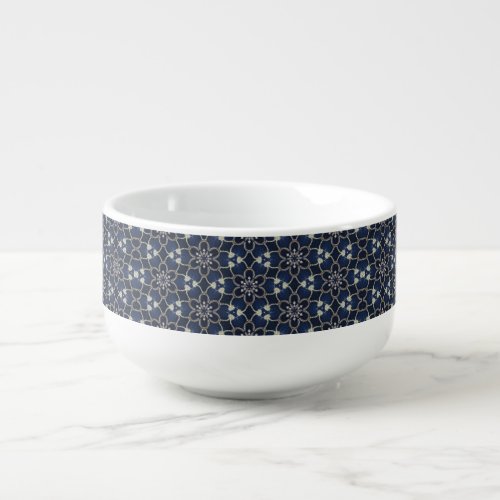 Midnight Blue Flowers Pattern Soup Mug