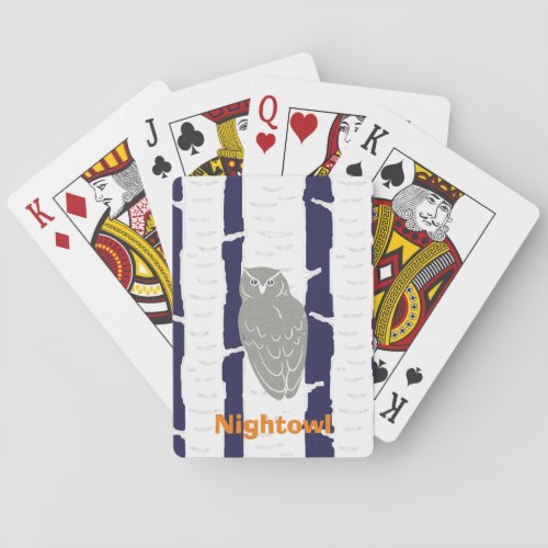 Midnight Blue Forest Nightowl Playing Cards