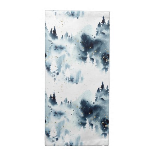 Midnight Blue Forest Watercolor Pattern Cloth Napkin