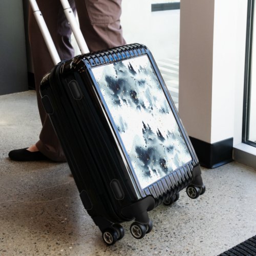 Midnight Blue Forest Watercolor Pattern Luggage
