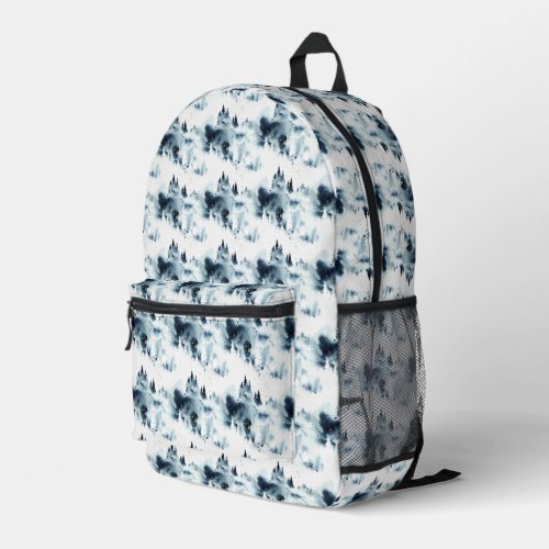 Midnight Blue Forest Watercolor Pattern Printed Backpack