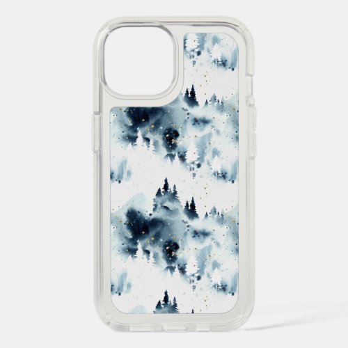 Midnight Blue Forest Watercolor Pattern iPhone 15 Case