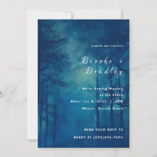 Midnight Blue Forest Wedding Invitation