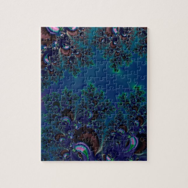Midnight Blue Frost Fractal Jigsaw Puzzle (Vertical)