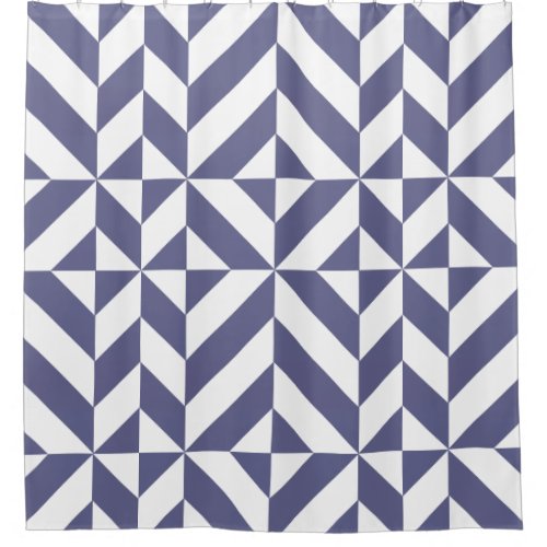 Midnight Blue Geometric Cube Pattern Shower Curtain