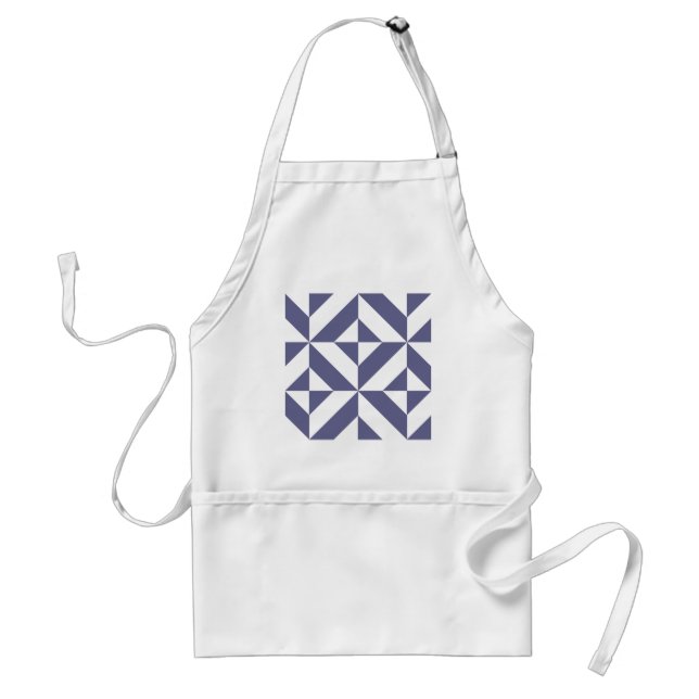 Midnight Blue Geometric Deco Cube Pattern Adult Apron (Front)