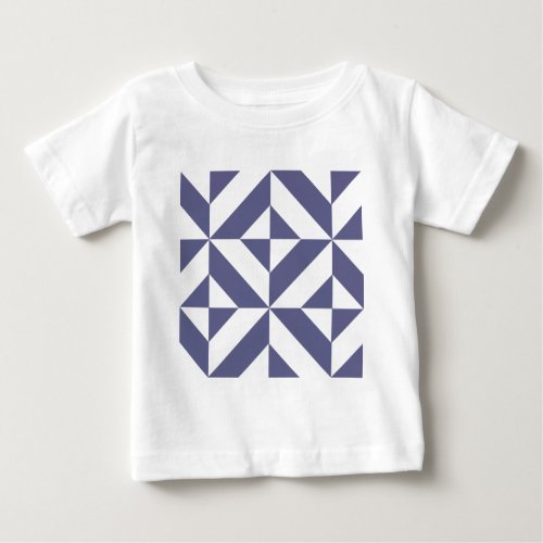 Midnight Blue Geometric Deco Cube Pattern Baby T_Shirt