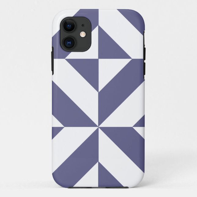 Midnight Blue Geometric Deco Cube Pattern Case-Mate iPhone Case (Back)