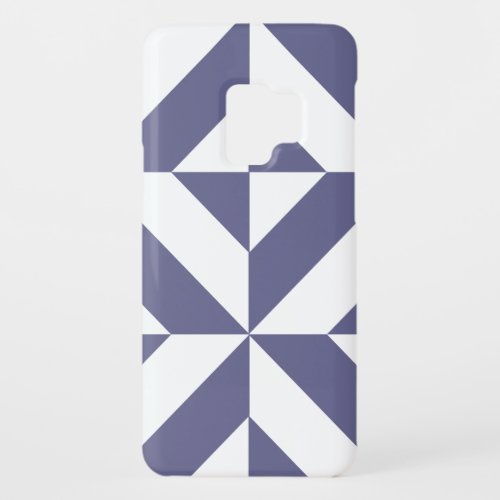 Midnight Blue Geometric Deco Cube Pattern Case_Mate Samsung Galaxy S9 Case