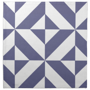 Midnight Blue Geometric Deco Cube Pattern Cloth Napkin