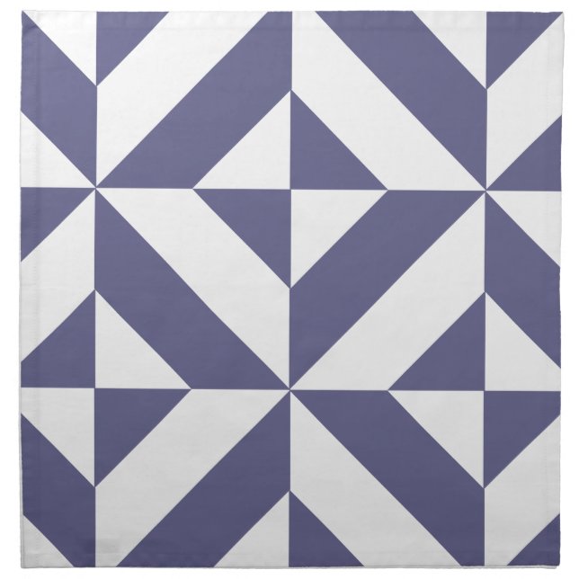 Midnight Blue Geometric Deco Cube Pattern Cloth Napkin (Front)
