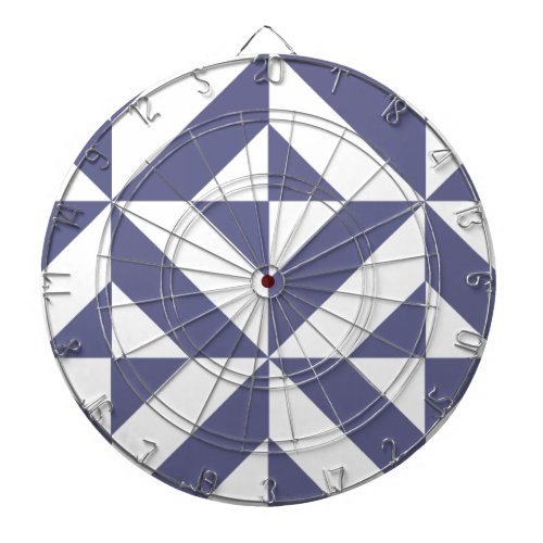 Midnight Blue Geometric Deco Cube Pattern Dartboard With Darts