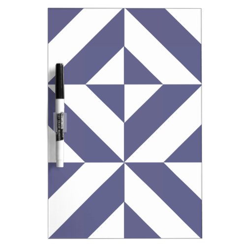 Midnight Blue Geometric Deco Cube Pattern Dry Erase Board