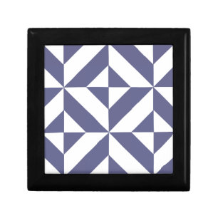 Midnight Blue Geometric Deco Cube Pattern Gift Box
