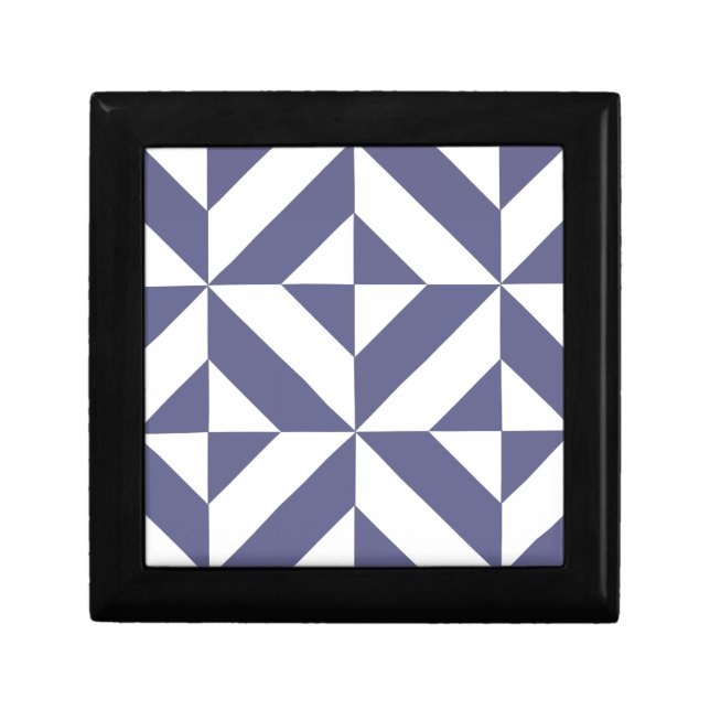 Midnight Blue Geometric Deco Cube Pattern Gift Box (Front)
