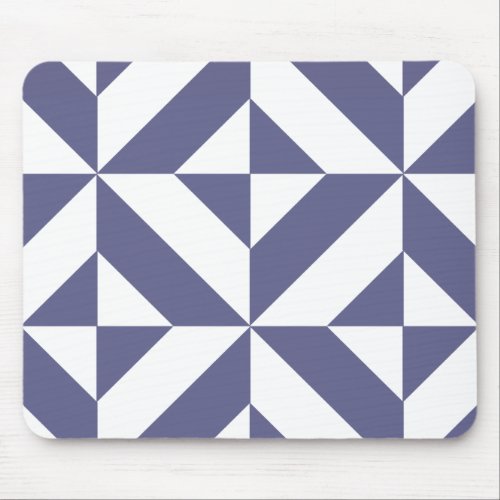 Midnight Blue Geometric Deco Cube Pattern Mouse Pad