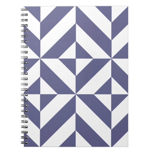 Midnight Blue Geometric Deco Cube Pattern Notebook