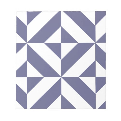 Midnight Blue Geometric Deco Cube Pattern Notepad