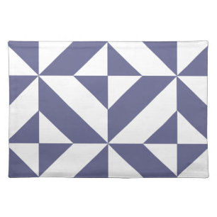 Midnight Blue Geometric Deco Cube Pattern Placemat
